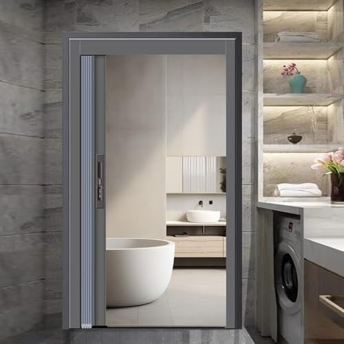 Porte AccordéOn Interieur Porte Pliante Robuste avec Serrure et Clés, Porte Accordéon en Métal pour Salle de Bain / Chambre / Couloir, Porte Coulissante de Placard Rétractable Compacte à L'intérieur(G