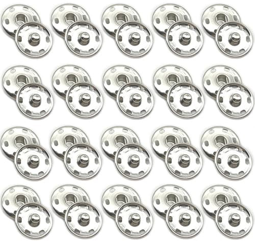 DHER 20 Paar Druckknöpfe Annähen Druckknöpfe aus Metall Metallknöpfe mit hohlem Blütenblatt, Mantel Trenchcoat unsichtbare versteckte Knöpfe, Nähen Druckknöpfe, Metalldruckknöpfe (Silber A, 21mm)
