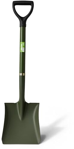 Heavy-Duty Square Garden Shovel, 104 cm, Multi-Purpose with Rubber Grip Handle, Dark Green