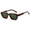 WDZAYXC Vintage Rechteckige Sonnenbrille für Damen Herren Rectangle Sunglasses Retro Brille UV400 Schutz (Leopard/Dunkgrün)