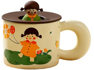 Cute cartoon ceramic mug, household drinking round coffee cup - balloon
