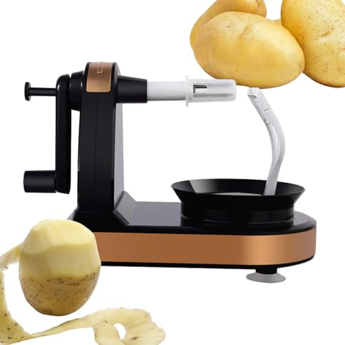 Crank Potato Peeler - Manual Vegetable Peeler and Fruit Skin Removal | Rotary Handheld Kitchen Coat Tool Compact Peeling Machine for Apples Carrots Potatoes and