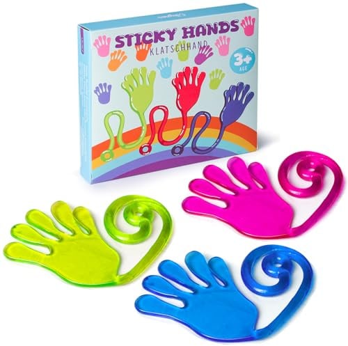 Cikyner Riese Klatschhand für Kinder, 3 Stück Bunte Glibberhand Gummi Hand