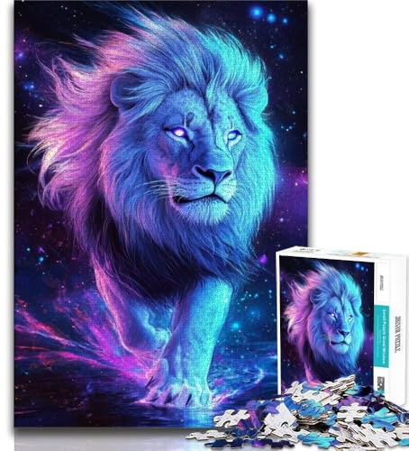 Schwarz-weißes Löwen-Puzzle für Teenager, anspruchsvolles Spielzeug, jedes Teil ist einzigartig – anspruchsvolles Familienspiel (50x75cm)