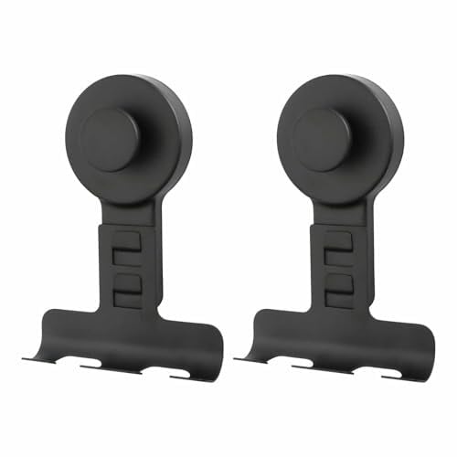 Kaiyzo Support Rasoir Ventouse Inox, Lot de 2 Porte Rasoirs Douche, Crochet Ventouse Sans Perçage pour Surfaces Lisses, Organiseur Salle de Bain, Noir