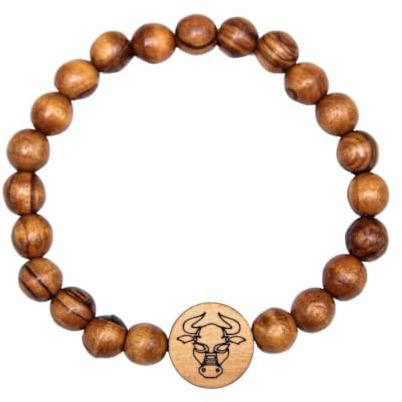 Kassis Olivenholz Armband mit Sternzeichen - Handgefertigtes Holzperlenarmband - Unisex Schmuck - Herren und Damenschmuck