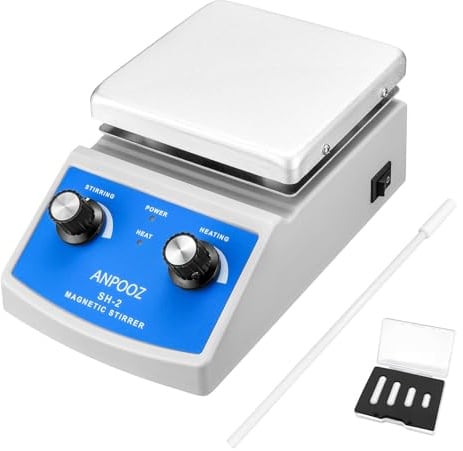 ANPOOZ Magnetic Stirrer Hotplate with 4 Stir Bars n 1 Stir Bar Retriever | 100-2000 RPM Magnetic Hotplate Stirrer, Max. 271℃ Hot Plate Stirrer, 180W Heating Power, 220V UK Plug