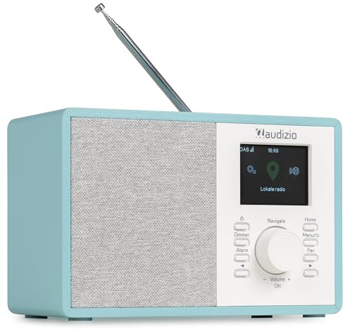Audizio Cosa WLAN Internetradio klein - DAB+ Digitalradio mit Bluetooth - Kompaktes Küchenradio, Radiowecker, Farbdisplay & Kopfhöreranschluss - Blau Retro