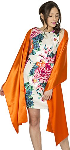 BlackButterfly Satin Hochzeit Brautjungfer Abschlussball stahlen Schärpe Schalverpackung Schal (Orange, Einheitsgröße)