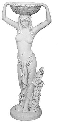 Antikes Wohndesign Griechische Frauen Statue Nackte Statue Gartenfigur Weiß-grau-patina 119 cm 77 KG Winterfest Frostsicher
