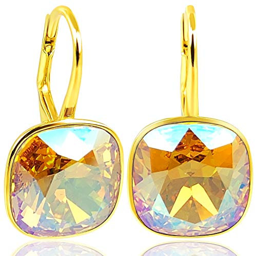 Ohrringe Gold 925 Silber Kristallen Light Colorado Topaz Shimmer Ohrhänger NOBEL SCHMUCK