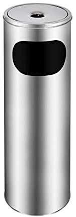 Standaschenbecher mit Mülleimer Edelstahl 58cm 18L Silber