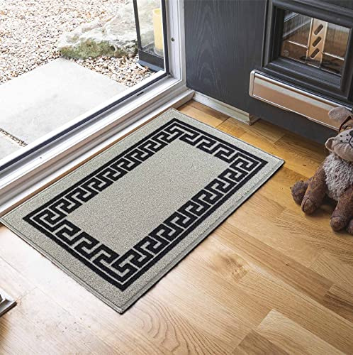 Havana Washable Non-Slip Kitchen Floor Mat, Greek Key, Grey, 80x150cm