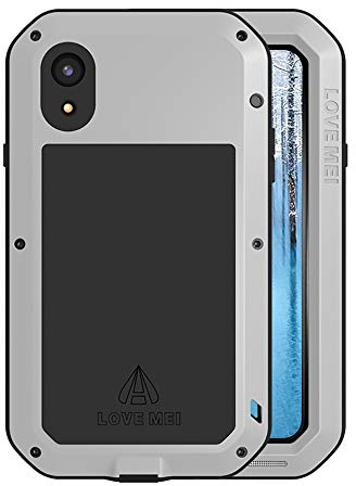 FONREST Kompatibel mit iPhone XS Max 6,5-Zoll Ganzkörper Hülle Schwerlast Hybride Aluminium Metall Rüstung Stoßfest Schmutzabweisend Staubdicht Fall Case Love MEI (Silber)