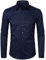 PARKLEES Chemise à manches longues pour homme - Coupe ajustée - Style décontracté - Avec poche, Micro sergé bleu marine, XL
