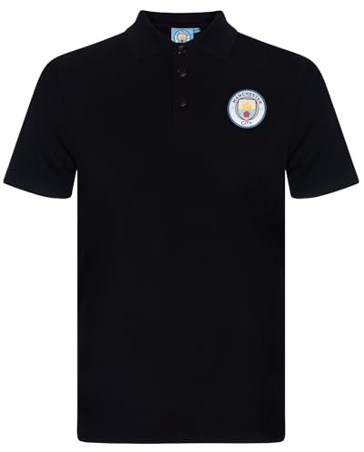 MANCHESTER CITY FC Official Football Gift Mens Crest Polo Shirt Black 3XL