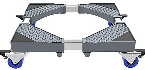 GEREP Base Lavadora Soporte Lavadora Secadora Ajustable Con Ruedas para Lavadora, Secadora, Refrigerador, Nevera/gris / 8 feet + 4 wheels