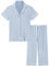 Amorbella Ladies Button Up Pyjamas Bamboo Pajama Set for Women Short Sleeve Pjs Cooling(Blue, Medium)