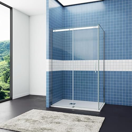 Aica Sanitär Duschabtrennung 120x90cm Duschkabine Dusche 8mm nano glas Duschtür H195cm