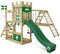 WICKEY Spielturm Ritterburg DragonFlyer mit Schaukel & grüner Rutsche, Outdoor Kinder Kletterturm mit Sandkasten, Leiter & Spiel-Zubehör für den Garten