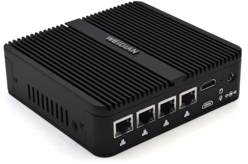 WEIDIAN Firewall PC 2.5GbE, Firewall Mini PC, Hardware Firewall Home, Network Security Micro Appliance, Router PC, Celeron J4125, AES-NI, HD, RS232 COM, 2USB3.0, 4RJ45 LAN, SIM Slot
