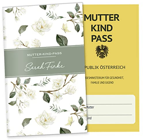 OLGS Mutter-Kind-Pass Hülle Österreich Awesome Mommy - Schutzhülle für MuKiPass Schwangerschaft - Geschenk für werdende Mütter - MutterKindPasshülle personalisiert, Amazing Amaryllis