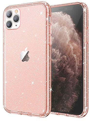 JETech Glitzer Hülle für iPhone 11 Pro, 5,8 Zoll, Bling Glitter Stoßfeste Stoßstange Handyhülle, Niedliche Glitzernde für Frauen und Mädchen (Roségold)