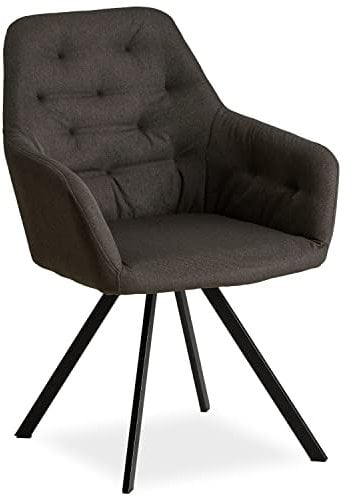 Homestyle4u 2223, Polstersessel Sessel Stoff Wohnzimmer Stuhl Esszimmerstuhl Polsterstuhl mit Armlehne Grau