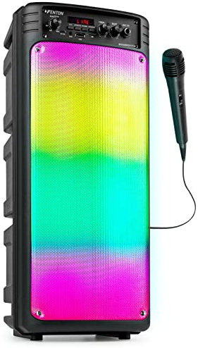 Fenton BoomBox300 Enceinte Bluetooth Lumineuse avec LED - 100W, avec Microphone, 2X 6,5 Pouces, Batterie Intégrée jusqu'à 6h d'Autonomie, Idéal pour Profiter de Vos Musiques Partout