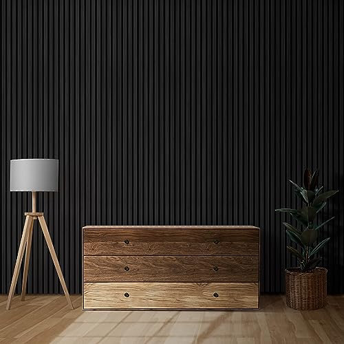 Slat Wall Panelling - Wood Panels for Walls - Contemporary 3D Wall Panels Cladding - Decorative & Sound Absorbing Acoustic Panels Slatted Wooden Slats Wall Panel (Black Oak)