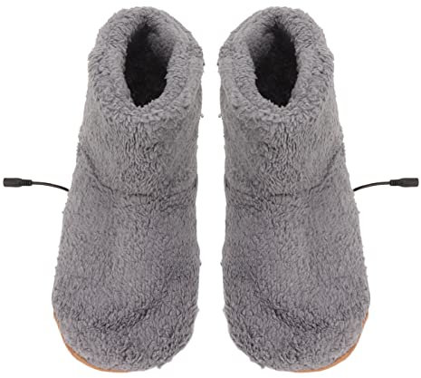 Chauffe-Pieds Chauffant, Chaussures Chauffantes électriques en Flanelle Chaudes et Respirantes, Pantoufles Chauffantes Chargement USB Chaussons Chauffants pour Hommes Femmes