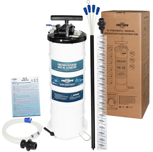 FIRSTINFO A1108EU | 9L | Terza Generazione brevettata | Manuale e Pneumatico Pompa Aspirazione Olio | Pompa Estrattore Liquidi Olio | con 6 Tubi