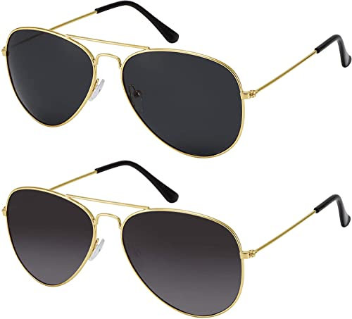 La Optica B.L.M. Sonnenbrille Herren Damen Pilotenbrille Sunglasses Fliegerbrille Retro - Gold Grau Verlauf