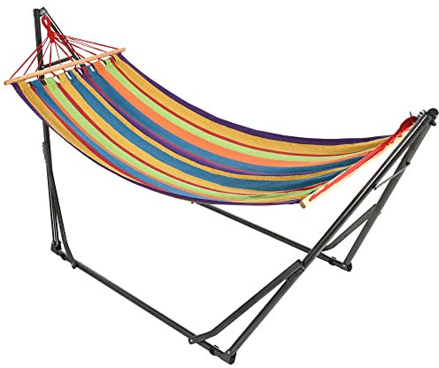 Outsunny Hamac de Jardin Pliable étendoir à Linge avec Support incurvé en métal époxy hamac sur Pied 1 Place Charge Max. 120 Kg dim. 270L x 100l x 94Hcm