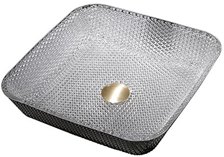 Vaso Lavandino Bagno Lavandino Quadrato Lavabo per Bagno Rubinetto A Cascata Lavabo Da Appoggio Lavandino Guardaroba-Argento_Senza Rubinetto