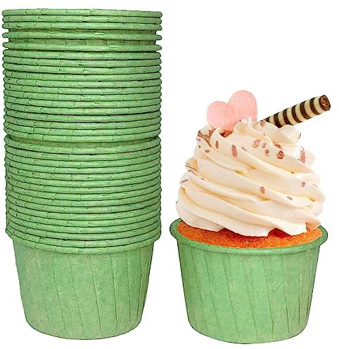 Frepea 50 Stücke Cupcake Formen Papier Muffinförmchen Papier Antihaftbeschichtet Einweg-Backbecher für Halloween Geburtstage Hochzeiten Partys (Grün)