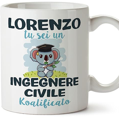 MUGFFINS Tazas Personalizadas para INGENIERO CIVIL - En Italiano - Koalificati Personalizzati - 11 oz / 330 ml - Regalo Personalizable original y divertido