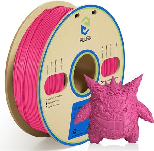 YOUSU pla filament 1.75, 3d drucker filament, 3d filament pla 1kg (2,2 lbs), pla rosa