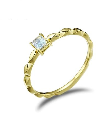 ANAZOZ Ring Gold Damen 585 Echtgold, Hochzeit Ringe Damen Solitärring mit Mondstein Größe 65 (20.7)