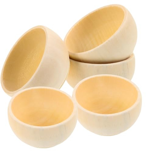 COHEALI 10 cuencos de madera natural sin barnizar, mini recipientes de bricolaje para casa, bandeja redonda para pasta, 5,5 x 3 x 4 pulgadas