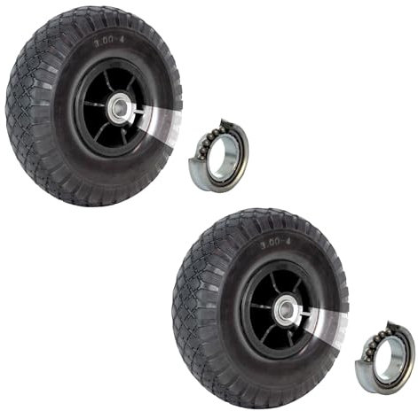 2x TRUTZHOLM Sackkarrenrad 260x85 mm 3.00-4 Nabenlänge 60 mm Bollerwagenrad, Luftrad, Ersatzrad, versetzt, 4-lagiges Gewebe 4PR (Schwarz)