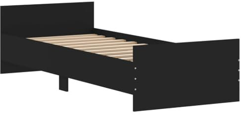 vidaXL Bettgestell, Bettrahmen mit Lattenrost, Bett Gästebett mit Kopfteil Fußteil, Einzelbett Schlafzimmerbett Schlafzimmermöbel, Schwarz 75x190cm Holzwerkstoff