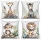 ASDCXZ Kinder Kissenbezug 40x40 cm 4er Set, Niedlich Tier Löwe Giraffe Zebra AFFE Sofa Dekokissen Kissenbezüge Kissenhülle Waschbar Polyester Flachs Textil Outdoor Kopfkissenbezug Kissen Bezug