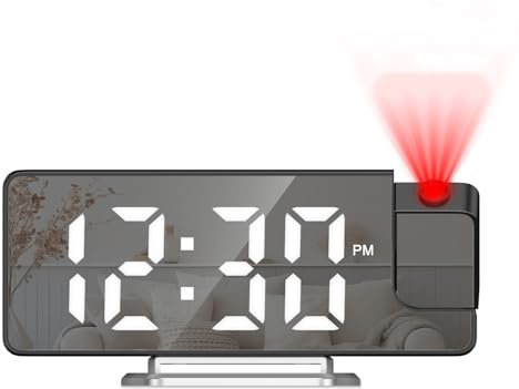 Ankilo Sveglia a Proiezione per La Camera da Letto, Orologio con Proiettore a Soffitto da 7,9 pollici, Sveglia da Comodino con Luminosità Regolabile/Grande Schermo/Temperatura