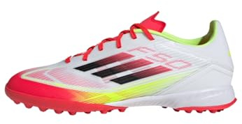 adidas Unisex F50 League Football Boots Turf, Cloud White/Core Black/Solar Yellow, 40 2/3 EU