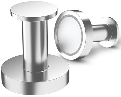 logei Magnethaken Magnete Stark 40 KG(88 Lbs) zum Aufhängen von Taschen und Mänteln, Set aus 2 Silbernen Magnet Haken, Magnethalter Kühlschrankmagnete im Pinnadel-Stil für Spind usw