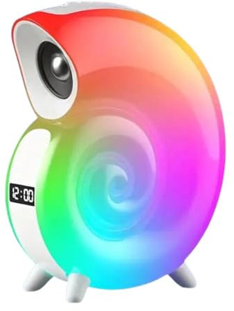 Generico Lampada da Tavolo con Orologio Sveglia Display LCD Cassa Altoparlante Speaker BT WiFi Portatile LED RGB Forma Conchiglia Atmosfera Arredamento