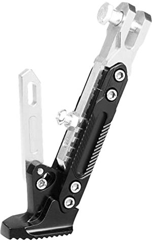 Universal Motorrad Seitenständer, Metall Rutschfeste Motorrad Kickstand Verstellbare Fußstütze Parkbein Ständer für Motorroller, Elektrofahrräder(Silber)