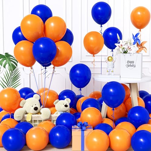 Unisun Luftballons Orange und Blau, 60Stück 12Zoll Ballons Matt Blau Orange Latex Luftballon Jungen Männer Kinder Babyparty Geburtstag Hochzeit Jubiläum Abschlussfeier Verlobung Bachelor Party Deko