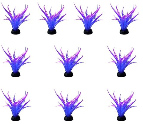 pofluany Lot de 10 plantes aquatiques artificielles résistantes à la décoloration pour aquarium, reptiles, terrarium, algues artificielles D
